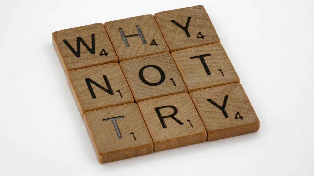 scrabble, scrabble pieces, lettering, letters, wood, scrabble tiles, white background, words, quote, letters, type, typography, design, layout, focus, bokeh, blur, photography, images, image, try, go for it, just do it, don't give up, keep going, one foot in front of the other, if not now when, procrastination, determination, motivation,